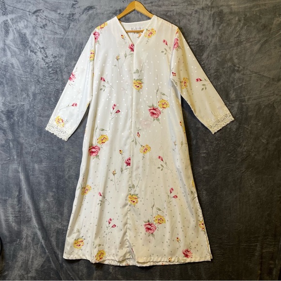 Oscar De La Renta Night Gown House Dress V-Neck Front Zip Kimono Size XSmall - Picture 1 of 14